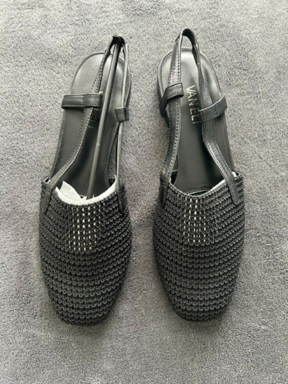 Women's Vaneli Janet Black Fabric Slingback Shoes, Size 8W